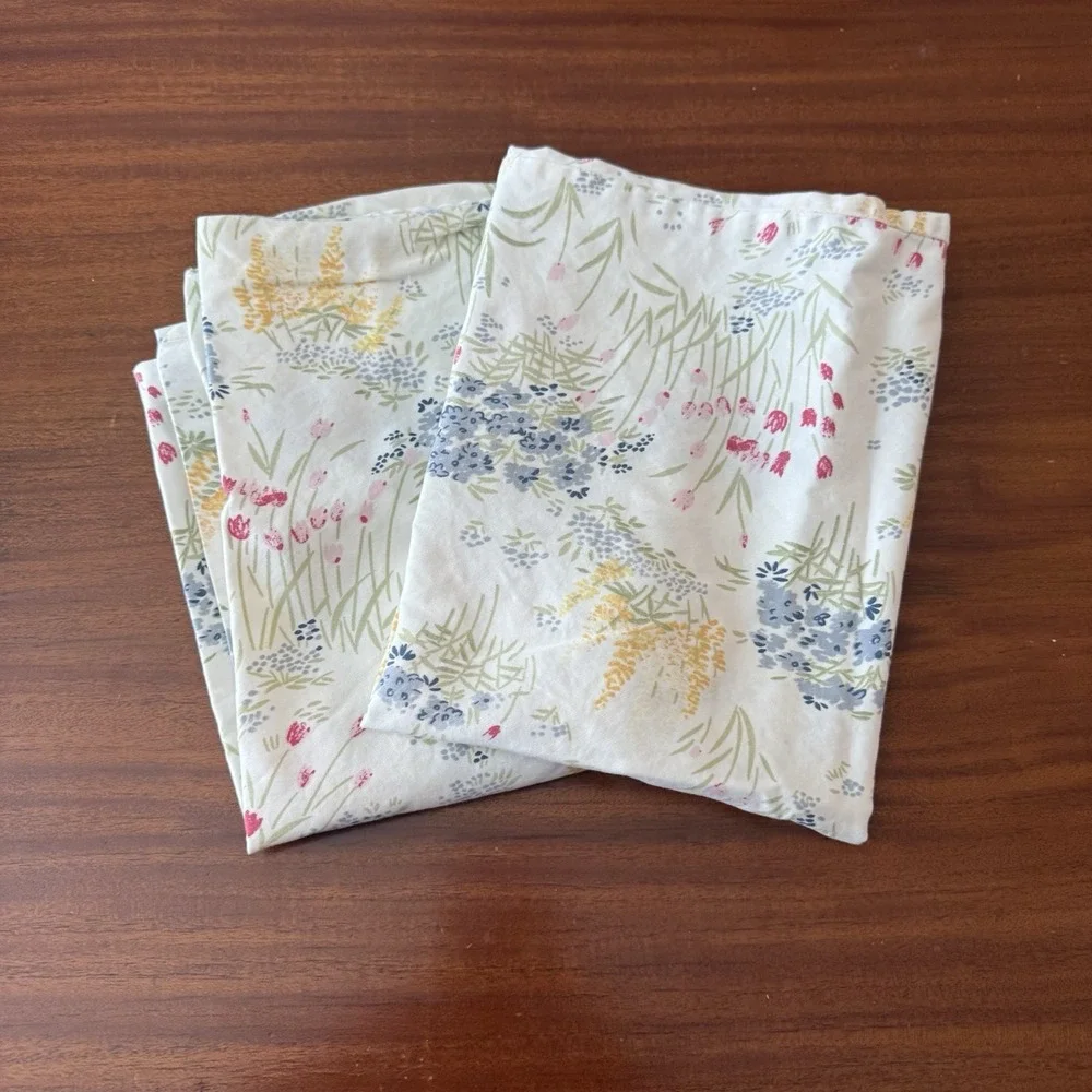 L.L. Bean Full Sheet Set 4 Piece Standard 100% Cotton Botanical Wildflower Vint.